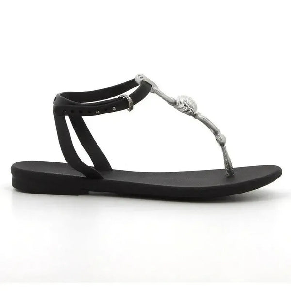 Grendha Slingback Sandals with Trim - Black