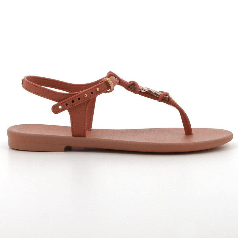 Grendha Slingback Sandals with Trim Dark Nude