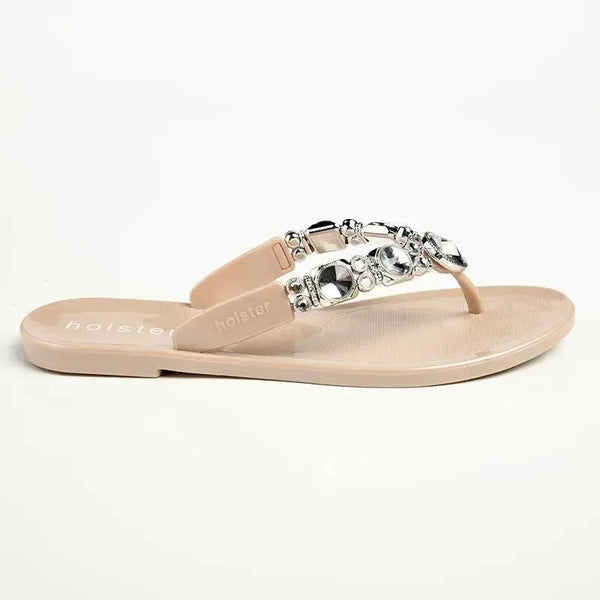 Holster Glam / Embellish Thong Sandals - Champagne