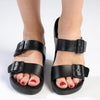 Holster Skyhigh Double Buckle Wedge Sandals - Black-Holster-Buy shoes online