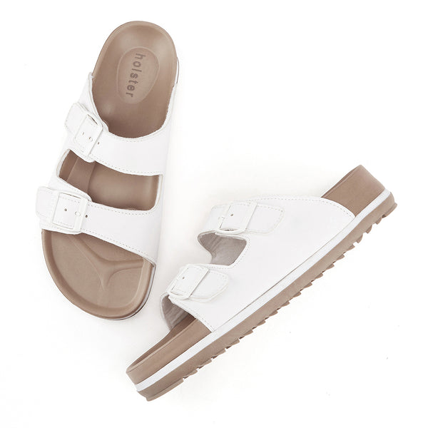 Holster Stride Double buckle Sandals - White