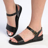 Hush Puppies Graice Leather Strap Sandals - Black-Hush Puppies-Buy shoes online