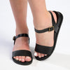 Hush Puppies Graice Leather Strap Sandals - Black-Hush Puppies-Buy shoes online