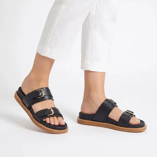Hush Puppies Leather Hadley Sandals - Black