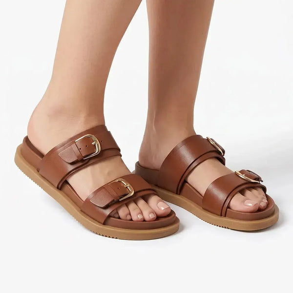 Hush Puppies Leather Hadley Sandals - Cognac