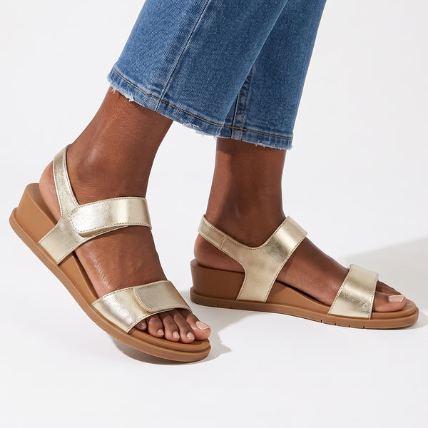 Hush Puppies Lucia Leather Wedge - Gold