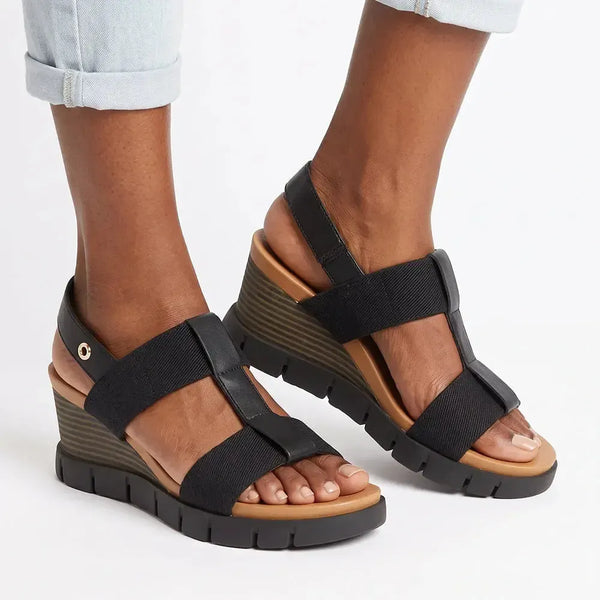Hush Puppies Nyx Leather Wedge - Black