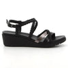 Hush Puppies Reina Calf/Metallic leather Wedge Sandal - Black