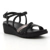 Hush Puppies Reina Calf/Metallic leather Wedge Sandal - Black