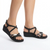 Hush Puppies Reina Calf/Metallic leather Wedge Sandal - Black