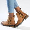 Hush Puppies Stella Leather Ankle Boot - Tan/Leopard-Hush Puppies-Buy shoes online