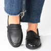 Hush Puppies Suzie Leather Loafer with Saddle - Black-Hush Puppies-Buy shoes online