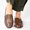 Hush Puppies Suzie Leather Loafer with Saddle - Brown