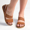 Hush Puppies Zura Leather Strap Sandals - Cognac