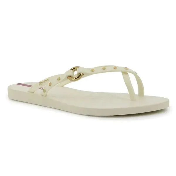 Ipanema Fashion Elo Slip Flop With Studs - Beige/Gold
