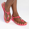 Ipanema Kai Button Trim Thong Sandals - Pink/Bronze-Ipanema-Buy shoes online