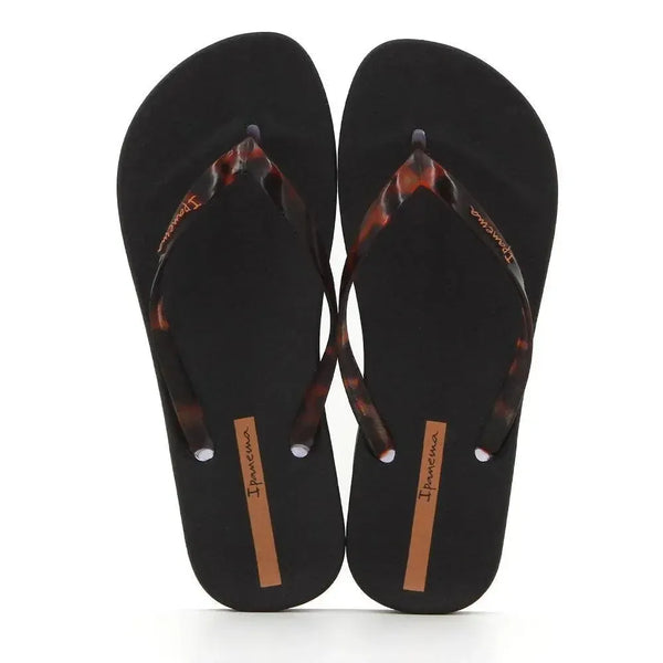 Ipanema Leopard Print Thong Strap Sandals - Black