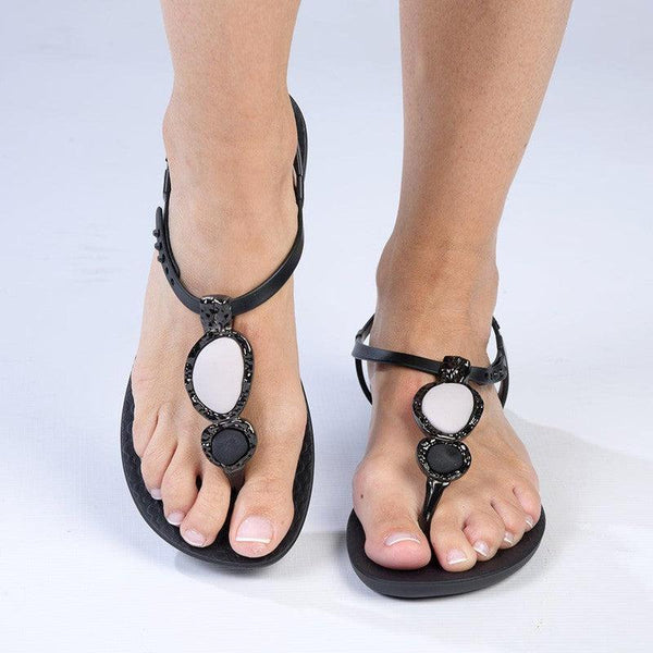 Ipanema Oval Trim Thong Sandals - Black-Ipanema-Buy shoes online