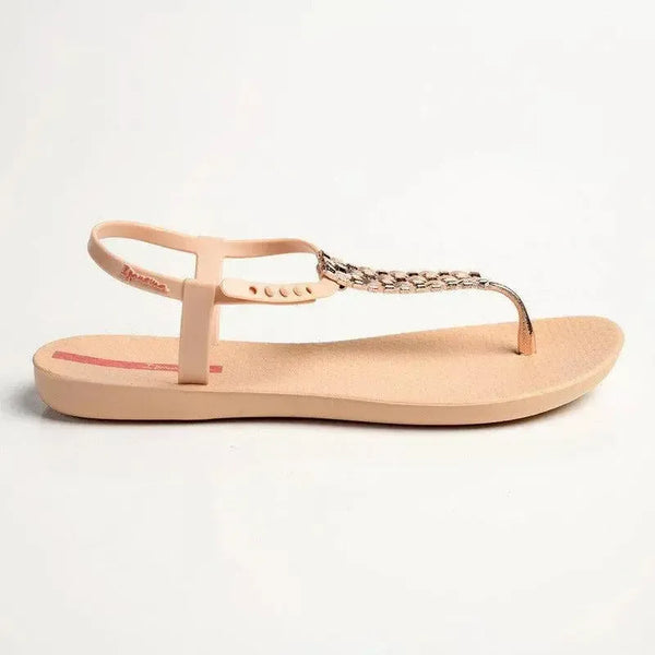 Ipanema Weave Trim Back Strap Sandals - Beige/Pink