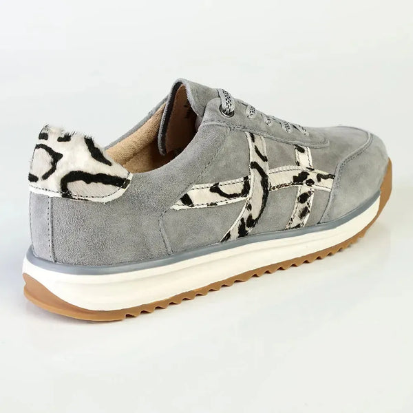 Julz Astrid Leather Sneaker - Grey/Leopard