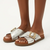 Julz August Leather Cross Over Buckle Sandal - Champagne