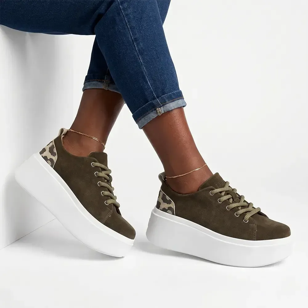 Julz Bari Leather Sneaker - Olive | Shoe Box Online Store