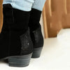 Julz Belle Leather Mid Calf Suede Boot - Black