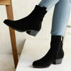 Julz Belle Leather Mid Calf Suede Boot - Black