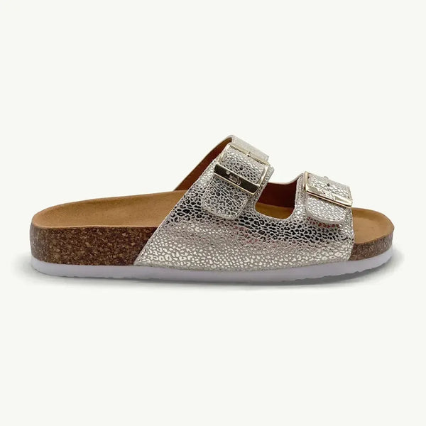 Julz Chicago Leather Sandal - Gold Specs