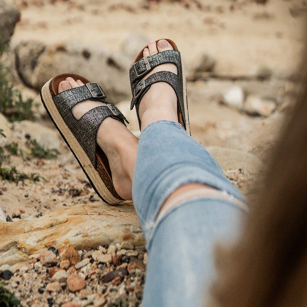 Julz Chicago Leather Sandal - Pewter