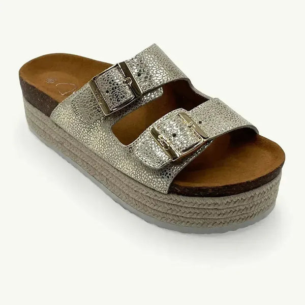 Julz Chicago Metallic Leather Sandal - Gold
