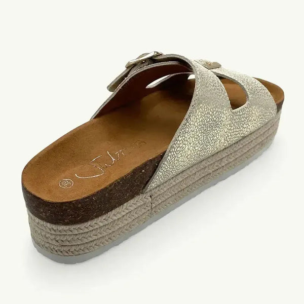 Julz Chicago Metallic Leather Sandal - Gold