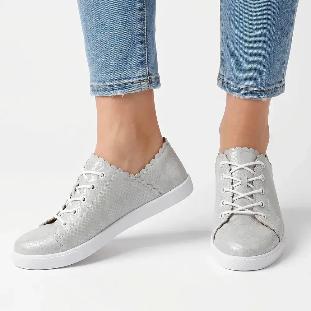 Julz Chloe Leather Sneaker - Soft Grey | Shoe Box Online Store