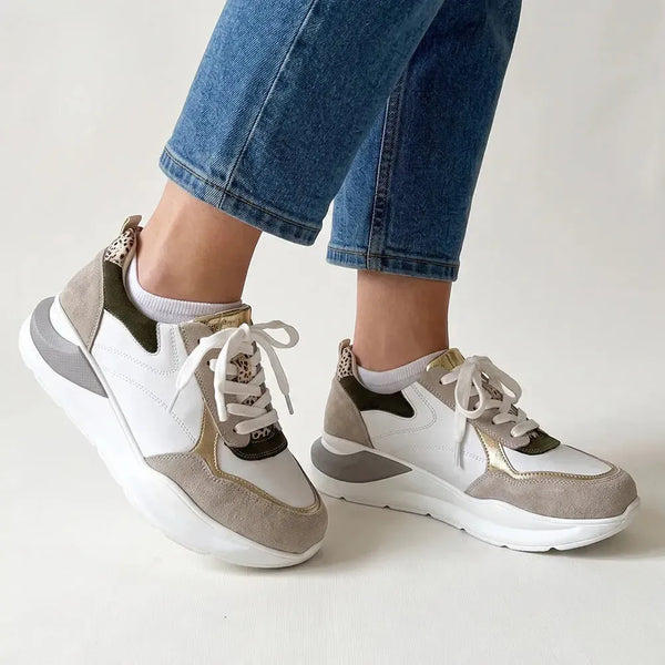 Julz Dara Leather Sneaker - Olive Neutral