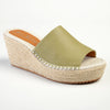 Julz Demi Leather Espadrille Mule Wedge - Olive-Julz-Buy shoes online