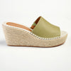 Julz Demi Leather Espadrille Mule Wedge - Olive-Julz-Buy shoes online