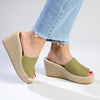 Julz Demi Leather Espadrille Mule Wedge - Olive-Julz-Buy shoes online