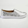 Julz Fran Leather Metalic Slip On- Silver