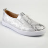 Julz Fran Leather Metalic Slip On- Silver-Julz-Buy shoes online