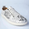 Julz Gina -Leather Sneaker With Stitch Detail - Silver Snake
