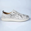 Julz Gina -Leather Sneaker With Stitch Detail - Silver Snake
