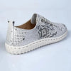Julz Gina -Leather Sneaker With Stitch Detail - Silver Snake