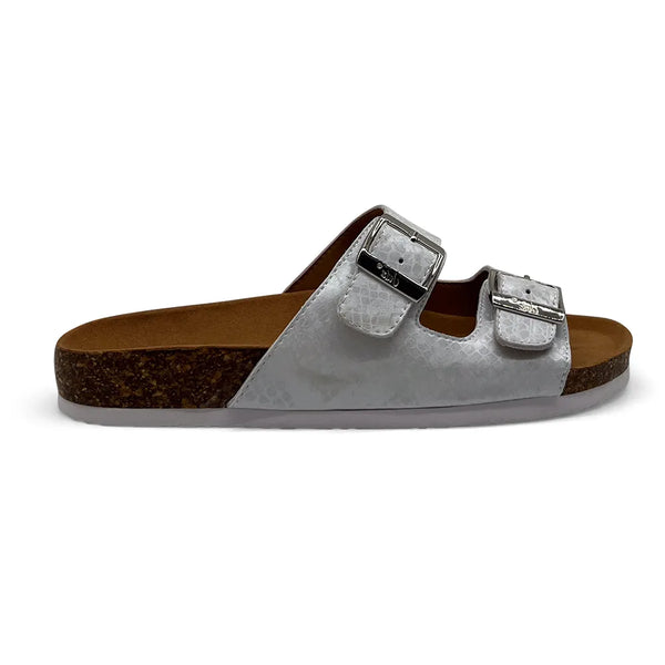 Julz Hudson Glide Leather Sandal - White