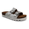 Julz Hudson Leather Double Buckle Footbed Sandal- Silver Snake-Julz-Buy shoes online