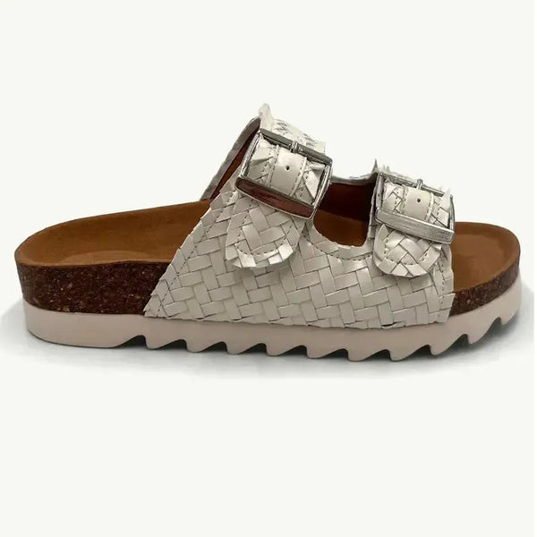 Julz Hudson Weave Leather Sandal - Beige Weave