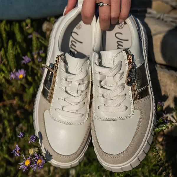 Julz Iris Leather Sneaker - White/Gold