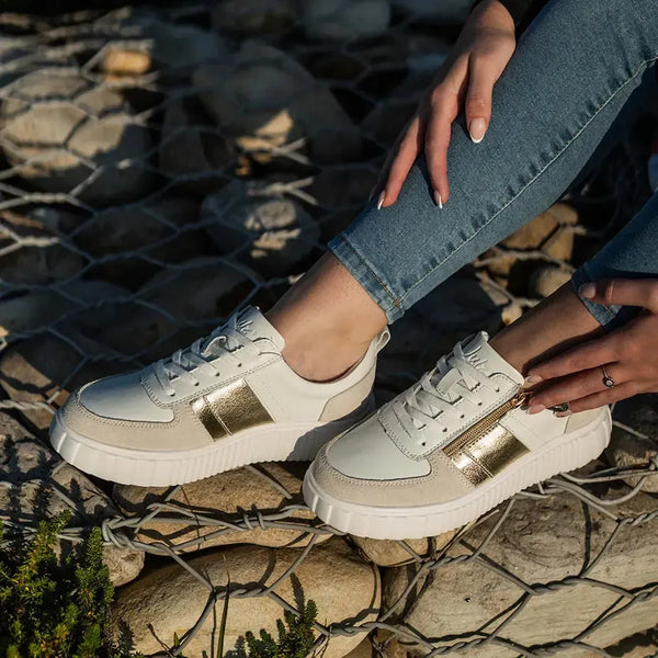 Julz Iris Leather Sneaker - White/Gold