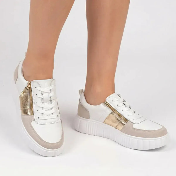 Julz Iris Leather Sneaker - White/Gold