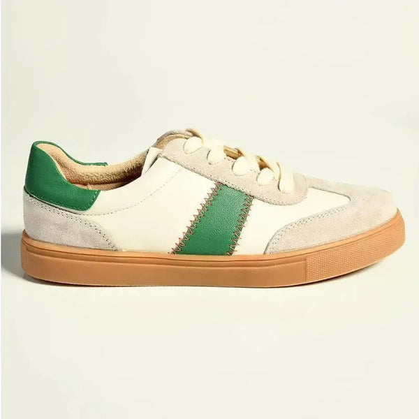 Julz Kennedy Leather Sneaker - Biege / Green Strip