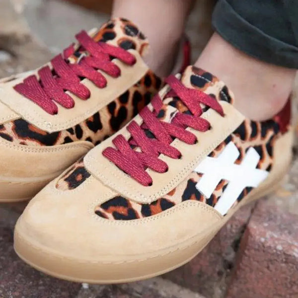 Julz Lumi Leather Sneaker - White/Red Leopard